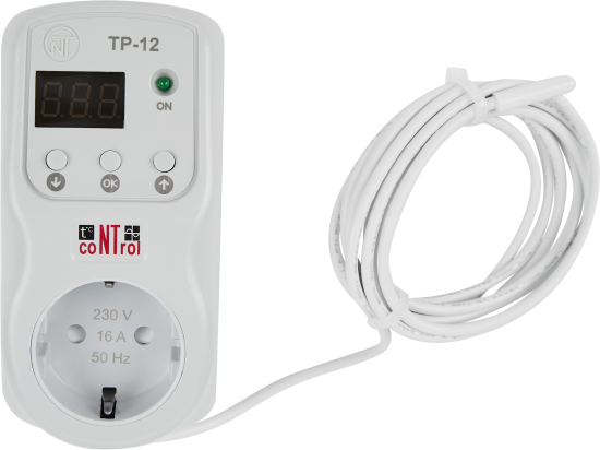 Терморегулятор в розетку Новатек ТР-12 цифровой программируемый 3600 Вт цвет белый