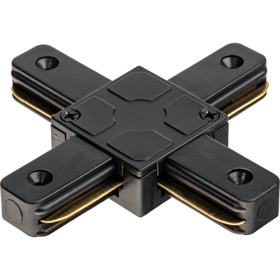 Коннектор для соединения трековых шинопроводов Х-образный жесткий Ritter Artline 94x94мм пластик/медь цвет чёрный