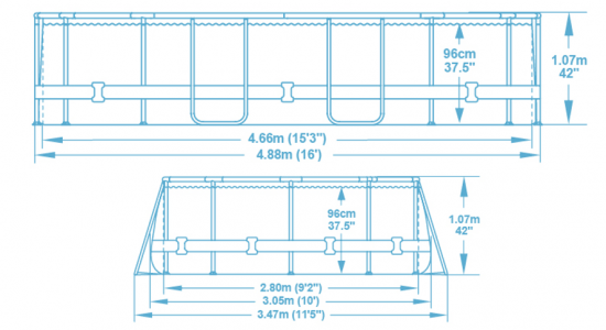 Бассейн каркасный Bestway 56946 BW 488x305x107 см 10950 л