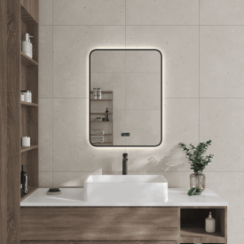 Зеркало для ванной Drive с подсветкой 60x80 см цвет черный