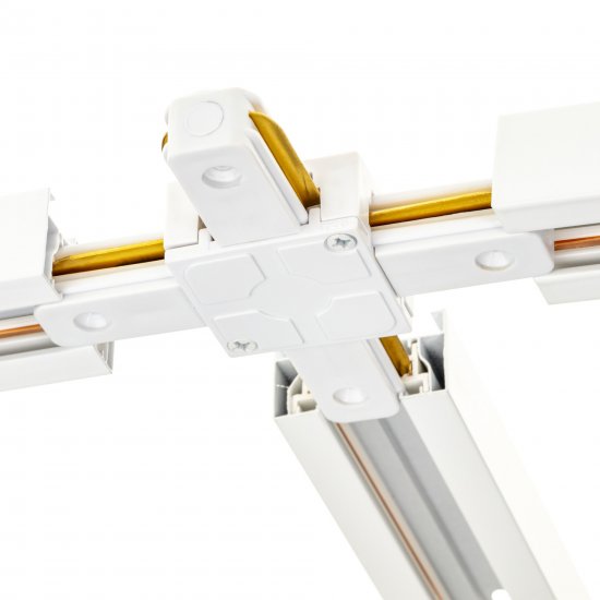 Коннектор для соединения трековых шинопроводов Х-образный жесткий Ritter Artline 94x94мм пластик/медь цвет белый