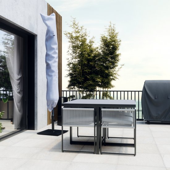 Набор обеденной мебели Naterial Compass сталь/пластик темно-серый: стол и 4 стула