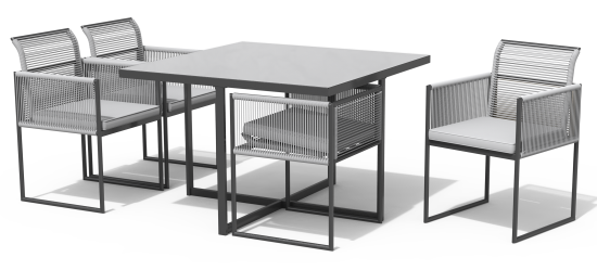 Набор обеденной мебели Naterial Compass сталь/пластик темно-серый: стол и 4 стула