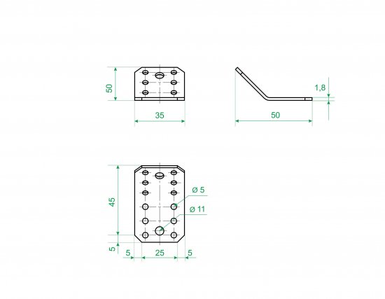 Угол крепежный 135° KUS 50x50x35x1.8