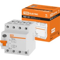 Узо TDM ELECTRIC ВД1-63 4Р, 100 А, 300 мА