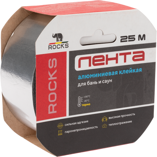 Лента алюминиевая самоклеящаяся Rocks термо для бань и саун 50 мм x 25 м