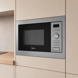 Микроволновая печь Midea AG820BJU-SS встраиваемая 20 л 34.4x59.5x38.8 см механическое управление цвет нержавеющая сталь