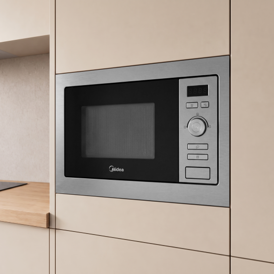 Микроволновая печь Midea AG820BJU-SS встраиваемая 20 л 34.4x59.5x38.8 см механическое управление цвет нержавеющая сталь