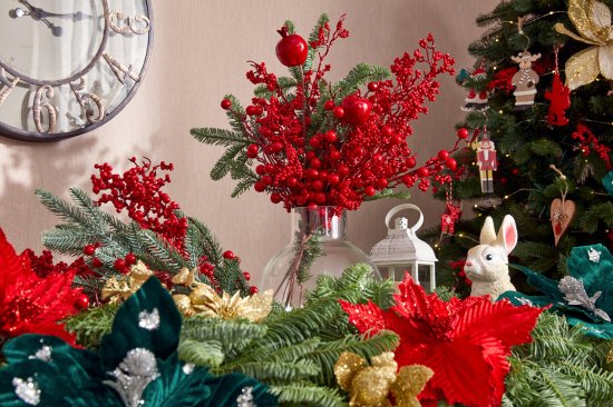 Новогоднее украшение Ветка 83x46 см цвет красный