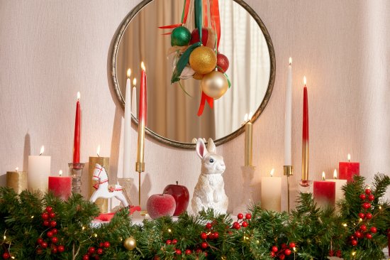 Новогоднее украшение Ветка 83x46 см цвет красный