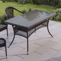 Стол садовый прямоугольный Deco 160x85x75 см искусственный ротанг темно-коричневый
