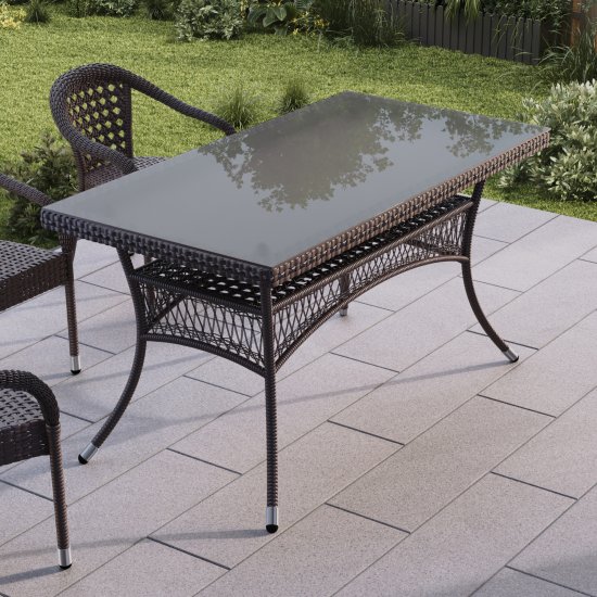 Стол садовый прямоугольный Deco 160x85x75 см искусственный ротанг темно-коричневый