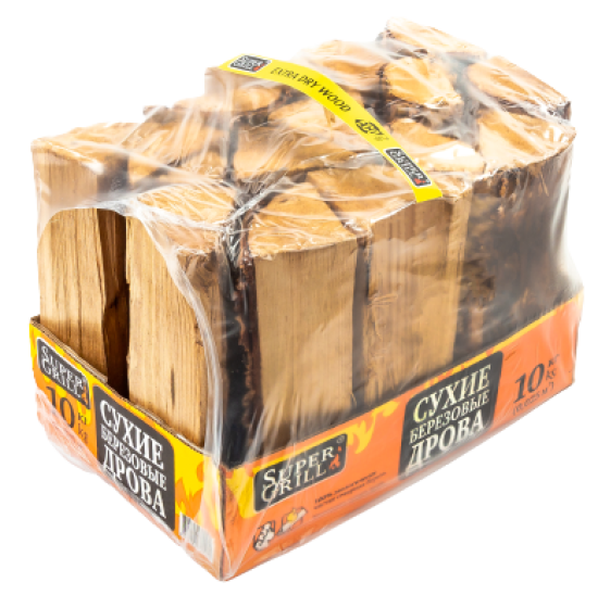 Дрова берёзовые сухие Supergrill 10 кг