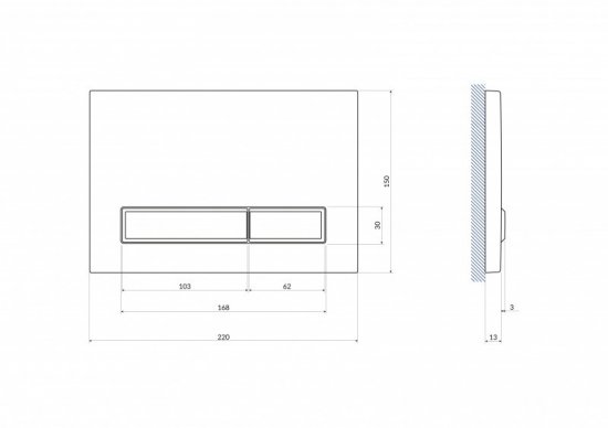Кнопка двойного слива Cersanit Blick цвет хром