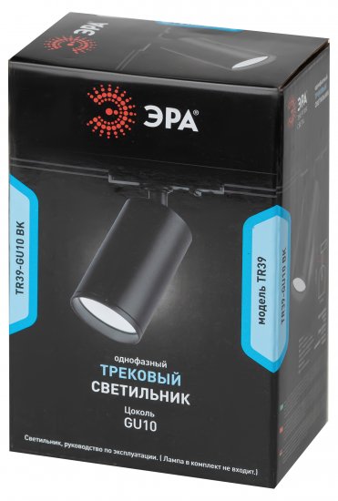 Трековый светильник спот ЭРА TR39 GU10 под лампу однофазный цвет черный