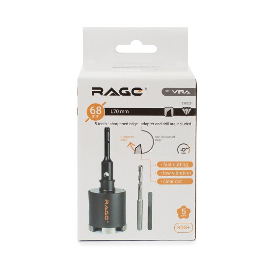 Коронка алмазная по бетону SDS-plus Rage 68 мм