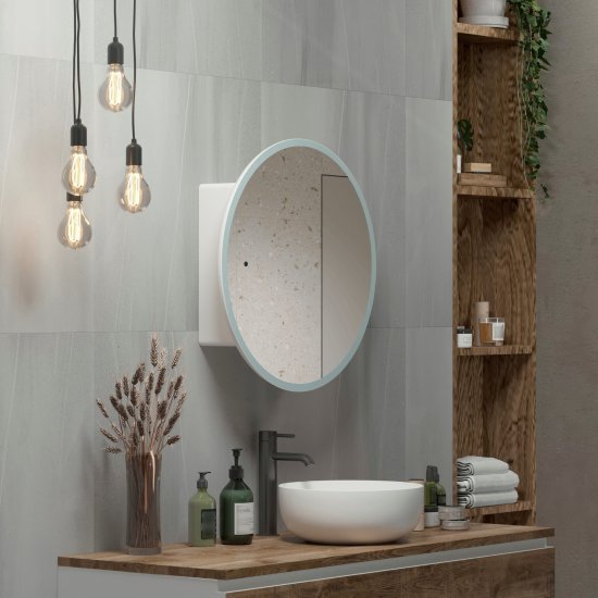 Шкаф зеркальный подвесной Time с подсветкой 60x60 см цвет белый