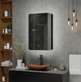 Шкаф зеркальный подвесной Perfect с подсветкой 56x85 см цвет черный