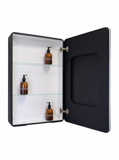 Шкаф зеркальный подвесной Perfect с подсветкой 56x85 см цвет черный