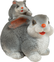 Фигура садовая Заяц с зайчонком искусственный камень 19x21x16 см