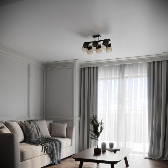 Люстра потолочная Inspire Amber 6 ламп 18 м² цвет черный