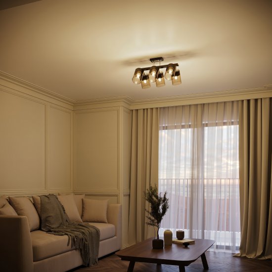 Люстра потолочная Inspire Amber 6 ламп 18 м² цвет черный