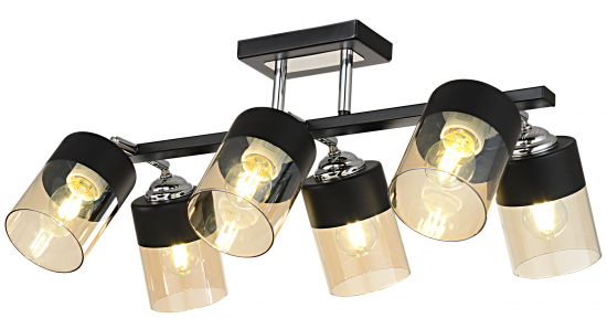 Люстра потолочная Inspire Amber 6 ламп 18 м² цвет черный