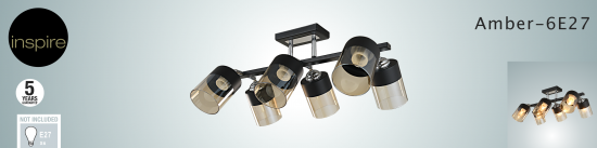 Люстра потолочная Inspire Amber 6 ламп 18 м² цвет черный