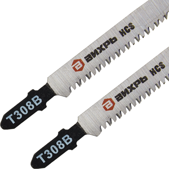 Пилка для лобзика по дереву и ламинату Вихрь Т308В чистый рез, 2 шт.