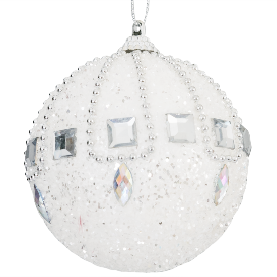 Елочный шар со стразами ø8 см белый
