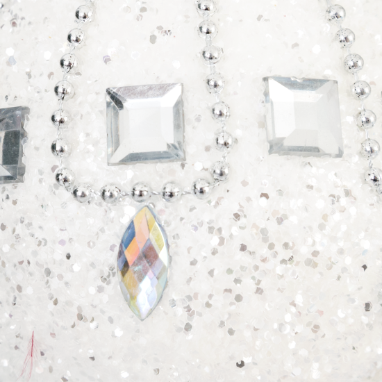 Елочный шар со стразами ø8 см белый