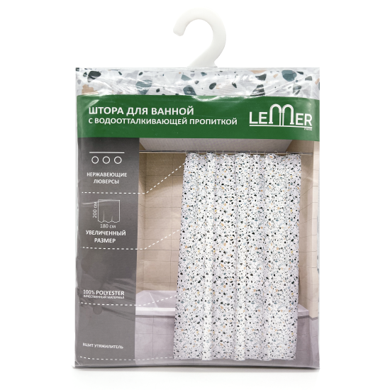Штора для ванной Lemer Terrazzo 180x200 см полиэстер цвет мультиколор