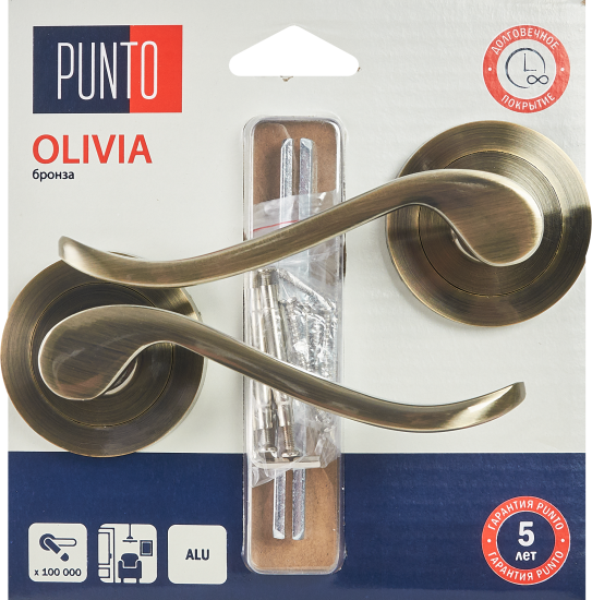 Дверные ручки Punto Olivia без запирания цвет бронза