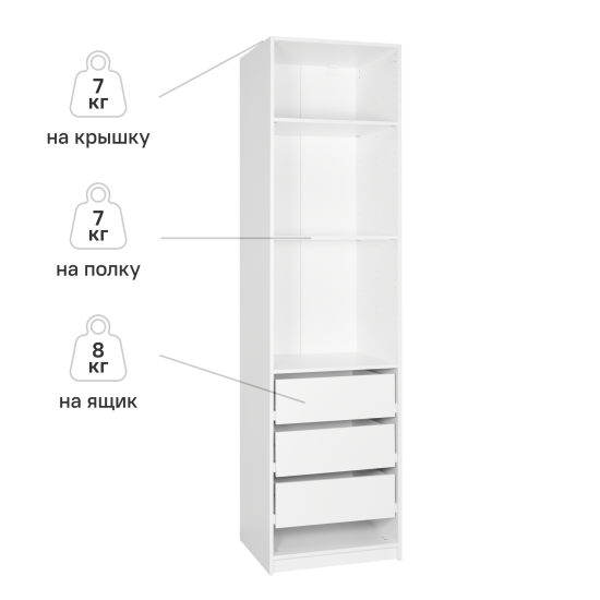 Каркас шкафа Лион 60x232.2x54.5 см ЛДСП цвет белый с петлями