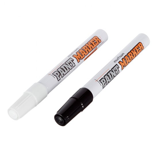 Маркер лаковый для разметки MunHwa Industrial черный/белый грифель 4 мм (2 шт.)