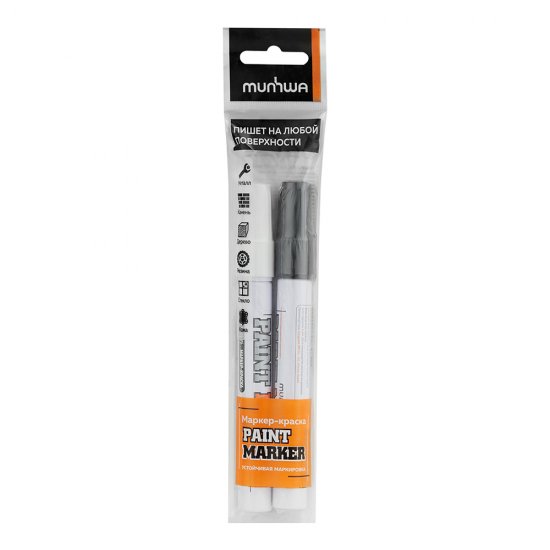 Маркер лаковый для разметки MunHwa Industrial черный/белый грифель 4 мм (2 шт.)