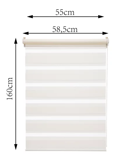 Штора рулонная день-ночь Inspire Peter 55x160 см экрю