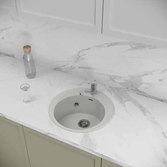 Мойка для кухни врезная Granfest Quarz GF-08 47.9x47.9 см глубина чаши 18 см кварц цвет белый