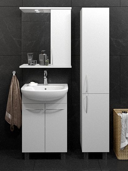 Шкаф зеркальный подвесной Краков с подсветкой 60x72см цвет белый