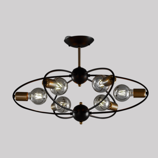Люстра потолочная Семь огней Алона 6 ламп, 18 м², цвет черный/золото