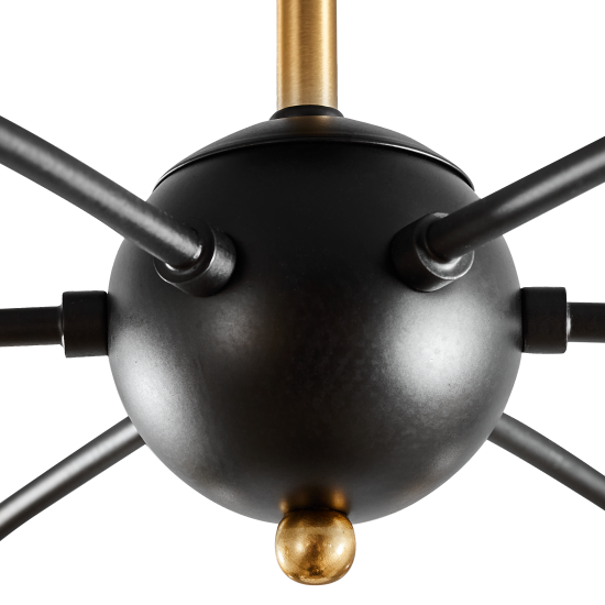 Люстра потолочная Семь огней Алона 6 ламп, 18 м², цвет черный/золото