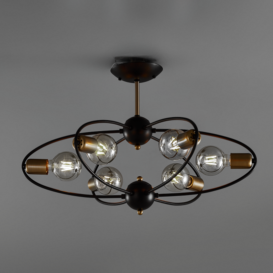 Люстра потолочная Семь огней Алона 6 ламп, 18 м², цвет черный/золото