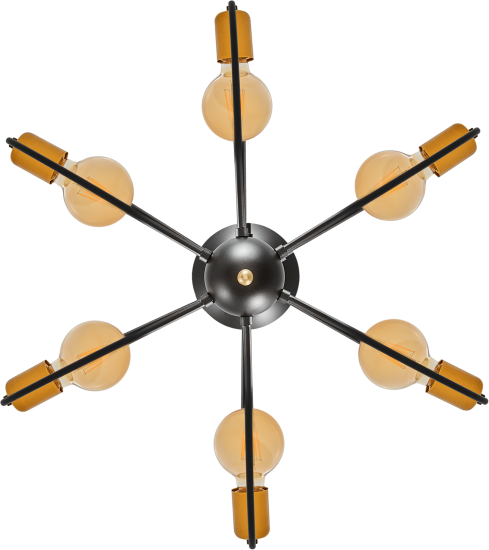 Люстра потолочная Семь огней Алона 6 ламп, 18 м², цвет черный/золото