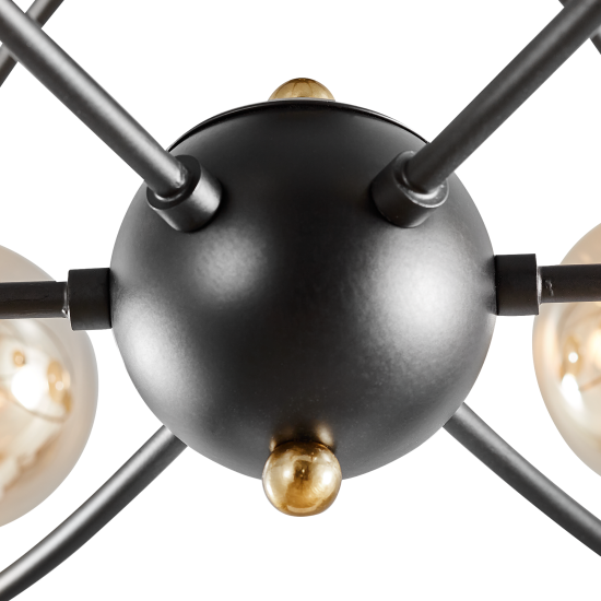 Люстра потолочная Семь огней Алона 6 ламп, 18 м², цвет черный/золото