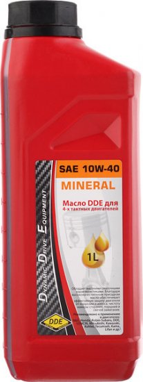 Масло для 4-тактных двигателей DDE минеральное 1 л (M-SAE10W-40)