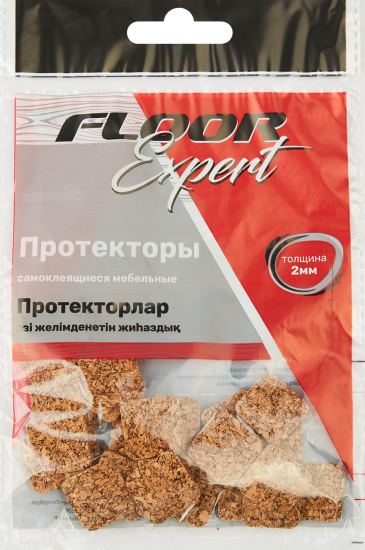 Протекторы самоклеящиеся для мебели 18x18 мм, квадратные, пробка, цвет бежевый, 30 шт.