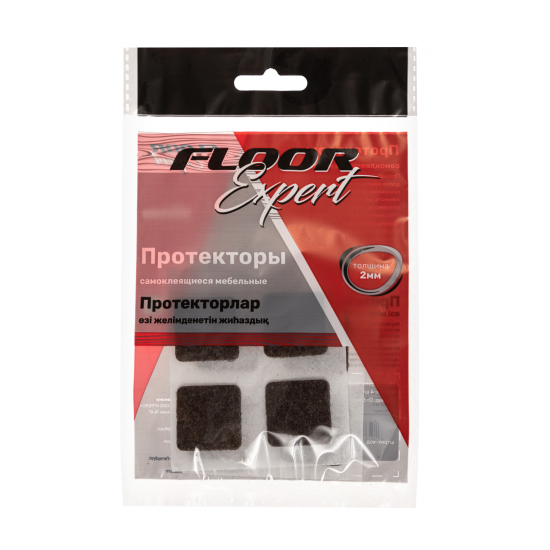 Протекторы самоклеящиеся для мебели 25x25 мм, квадратные, фетр, цвет коричневый, 8 шт.