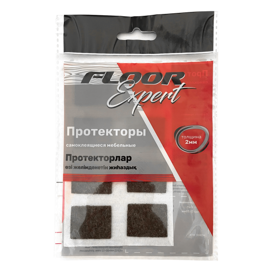Протекторы самоклеящиеся для мебели 23x29 мм, прямоугольные, фетр, цвет коричневый, 8 шт.