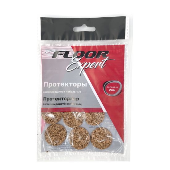 Протекторы самоклеящиеся для мебели 28 мм, круглые, пробка, цвет бежевый, 9 шт.