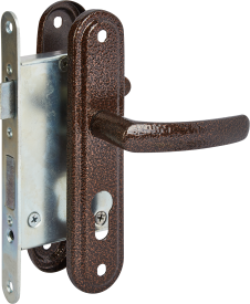 Замок врезной с дверными ручками на планке Зенит ЗВ4.2-08-01 медь